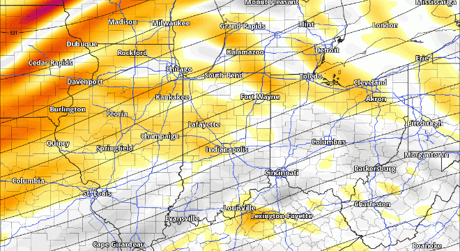 #ILwx #INwx #OHwx Monday All Zones – Rain moves thru tonight, a few slippery roads possible? Still eyeing “wintry” system Wed-Thurs. K.