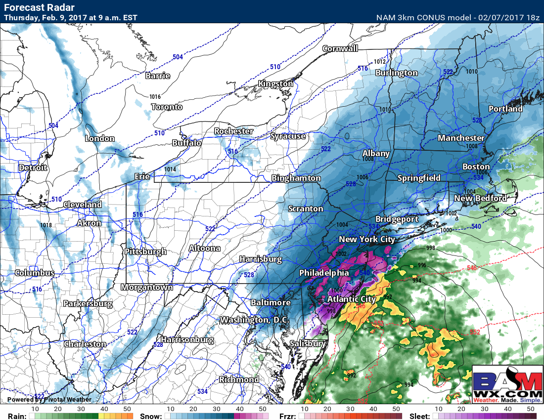 #OHwx #PAwx #NYwx #NJwx #CTwx #MAwx #RIwx 2.7.17 Evening Snow Storm Update – Custom Maps and Discussion
