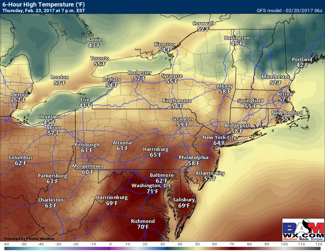 #nywx #pawx #njwx #ctwx #mawx 2.20 NE Zone Update: Cooler through Tuesday, Very Warm to End the Week!