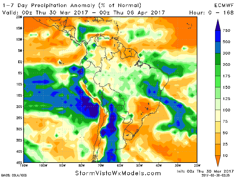 #AGwx #Harvest17 Thursday South America: Significant Flooding Possible in Argentina Through the Weekend. Details here! E.