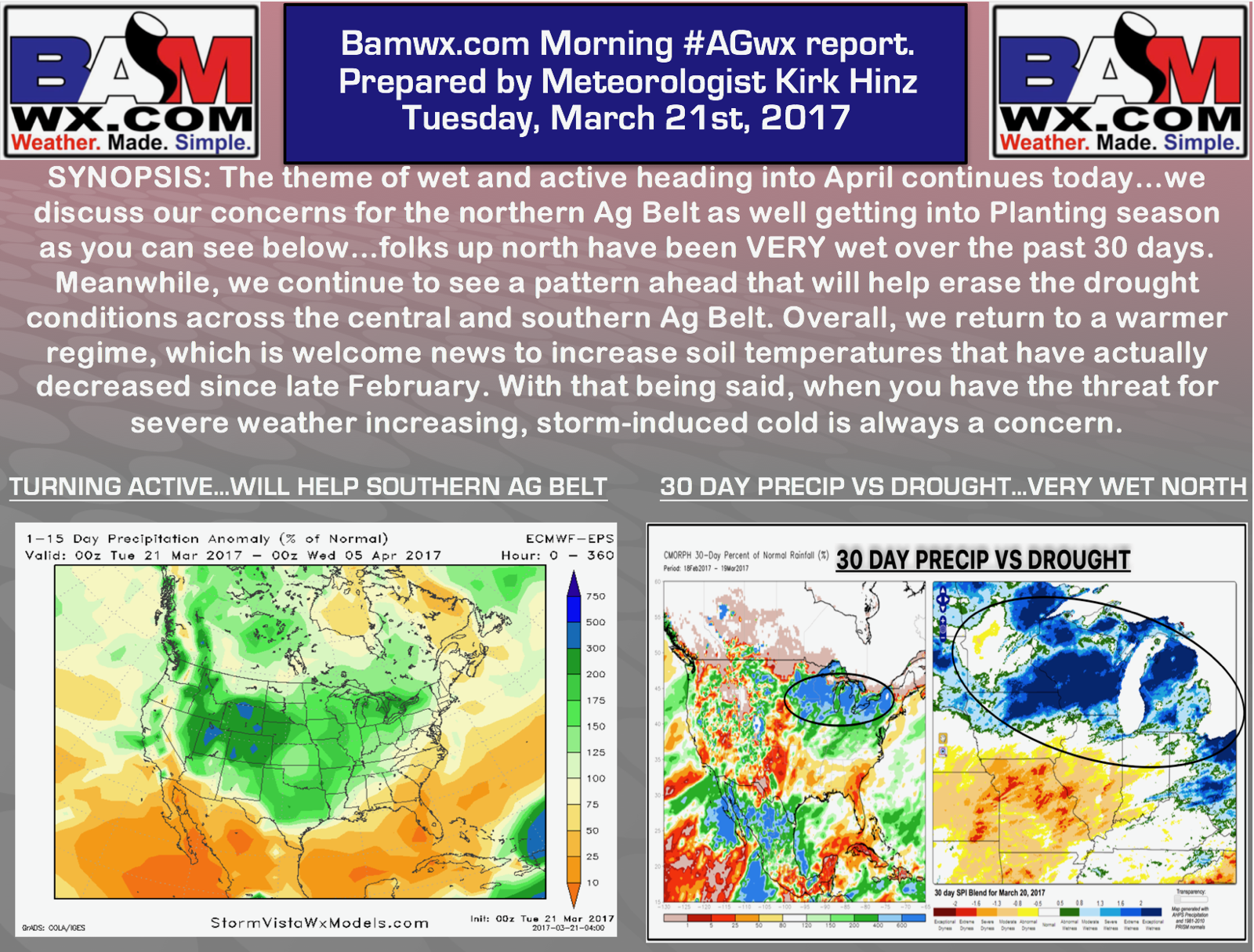#AGwx #Plant17 #Energy Warmer and Wetter Regime Through Early April. Details Here! E.