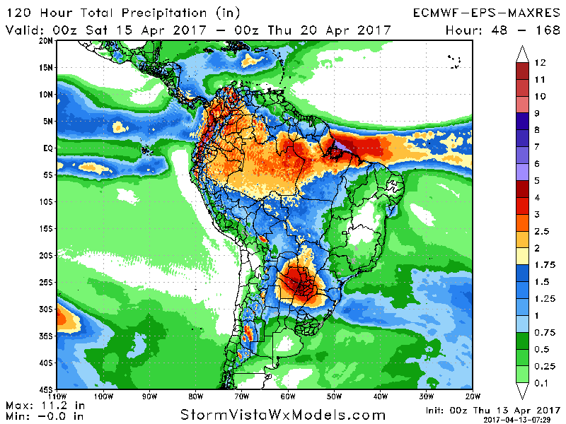 #AGwx #Harvest17 Thursday South America: More Rains Coming Through Next Week. Details Here! E.