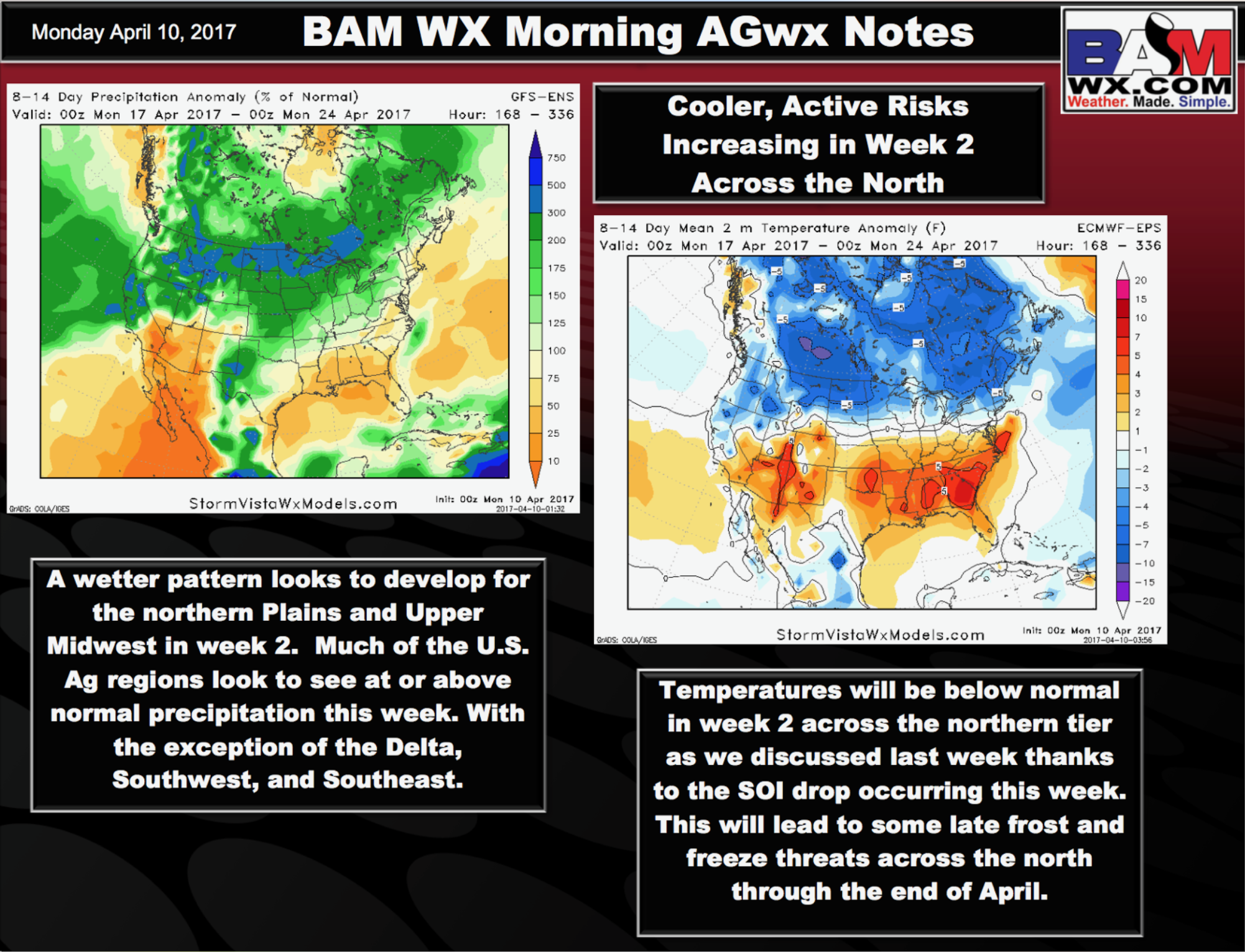 #AGwx #Plant17 #Energy Active pattern continues mid-month beyond…we also discuss new seasonal data for summer. M.