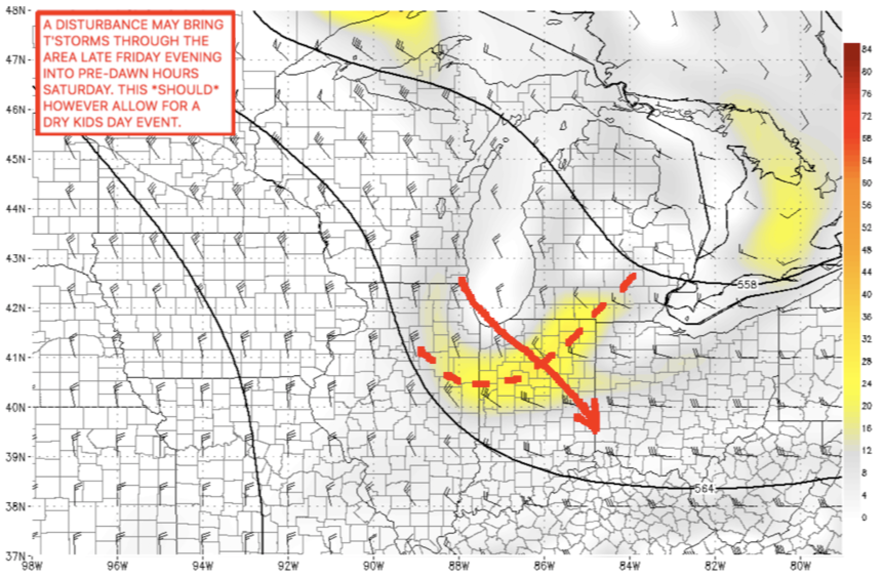 Fri-Sat Kids day setup & forecast.