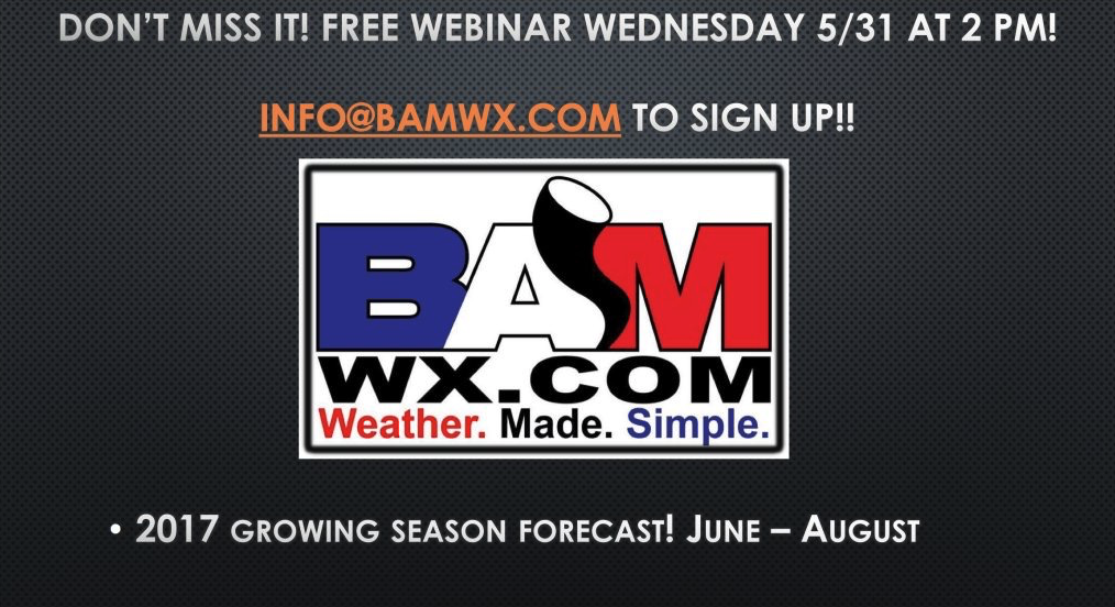 Join us for our growing season webinar! May 31st 2pm FREE! Sign up today! #AGwx #Energy