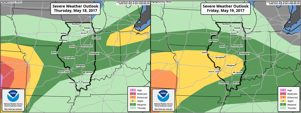 #ILwx Multiple Rounds of Storms Through Saturday, Cooler Conditions Into Next Week. E.