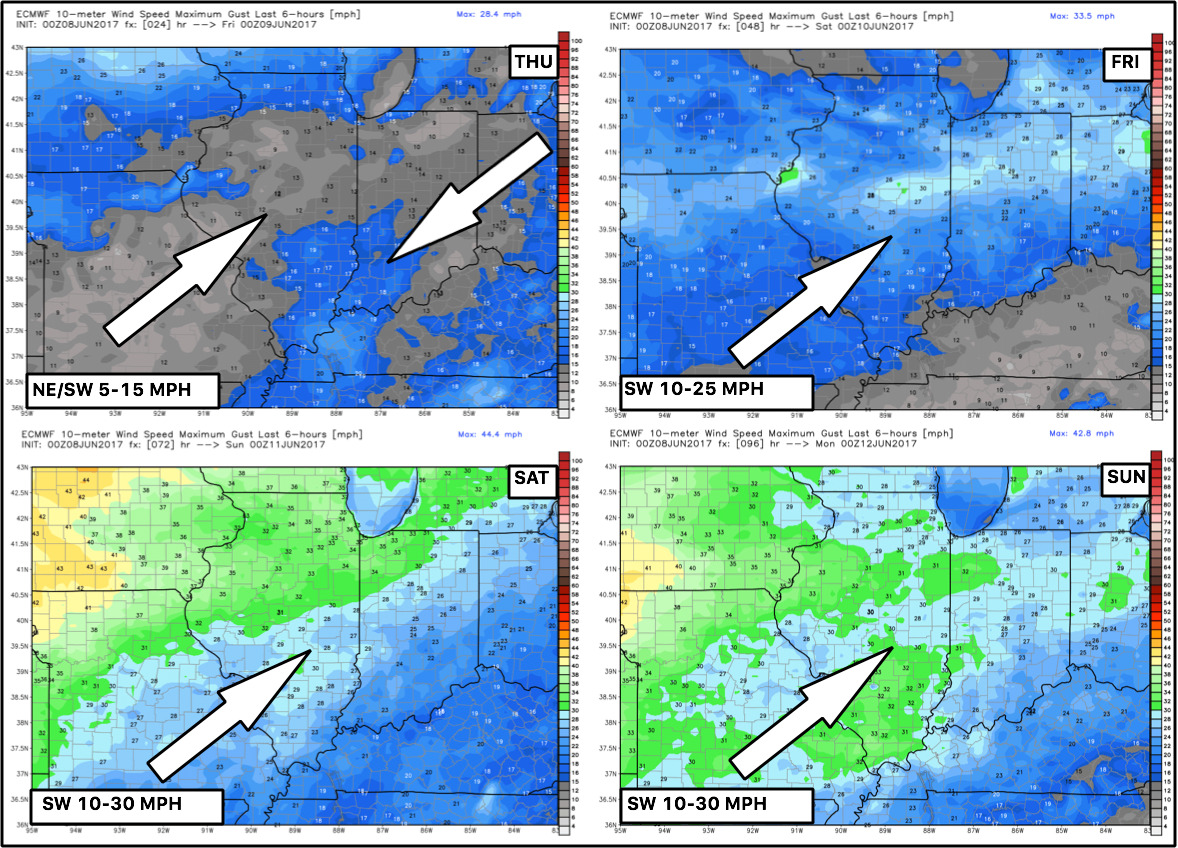 #ILwx #INwx #OHwx #KYwx Scattered rain next 48 hours…very warm and dry this wknd. K.