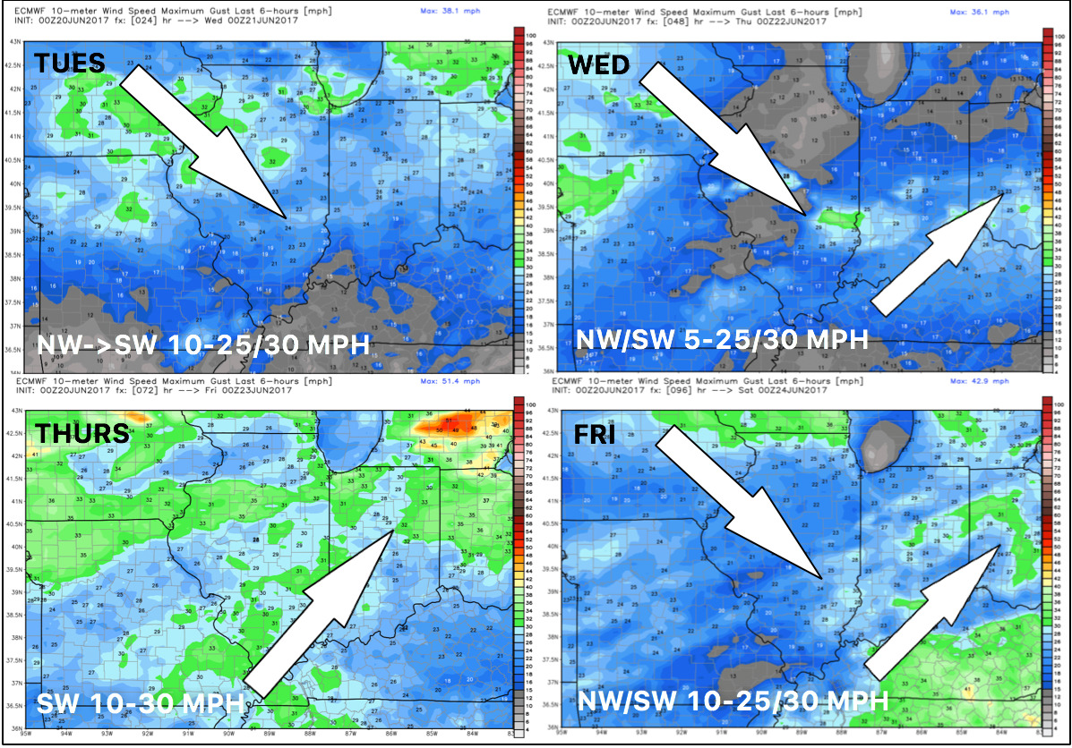 #ILwx #INwx #OHwx #KYwx Scattered PM storms possible…watching late wk heavy rain potential. K.