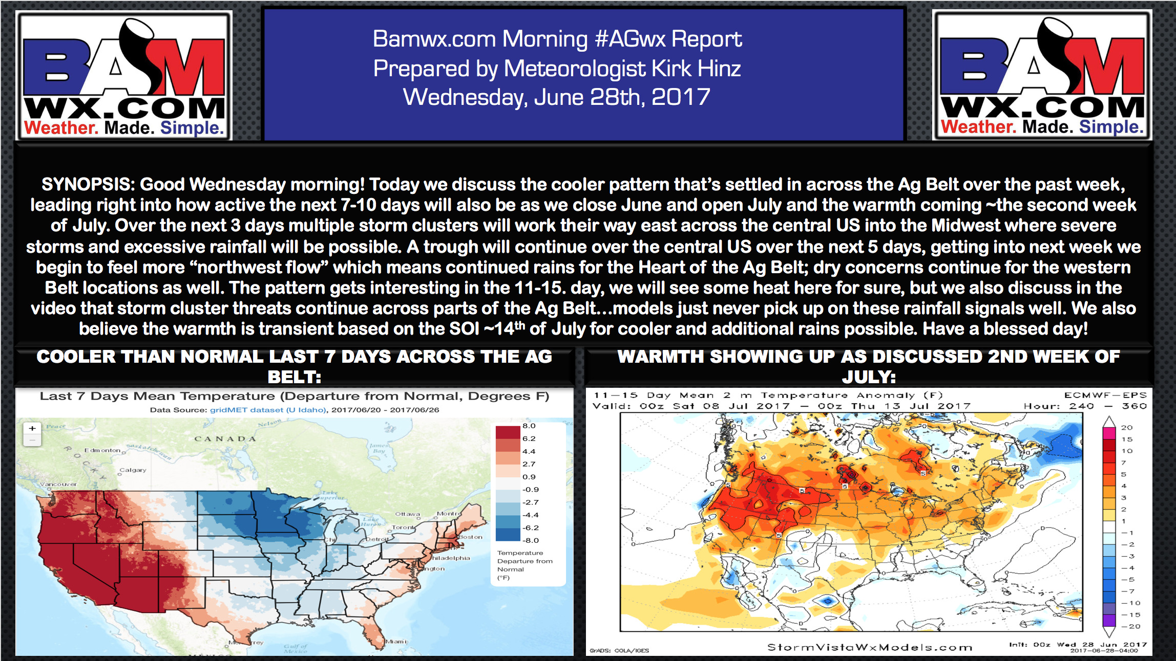 Wednesday #AGwx Update: Strong/heavy storms into late week…heat coming early July, but transient. M.