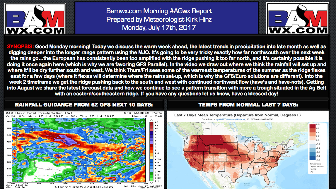 Monday #AGwx Update: Ridge-runner threats follows a hot week…details here. M.