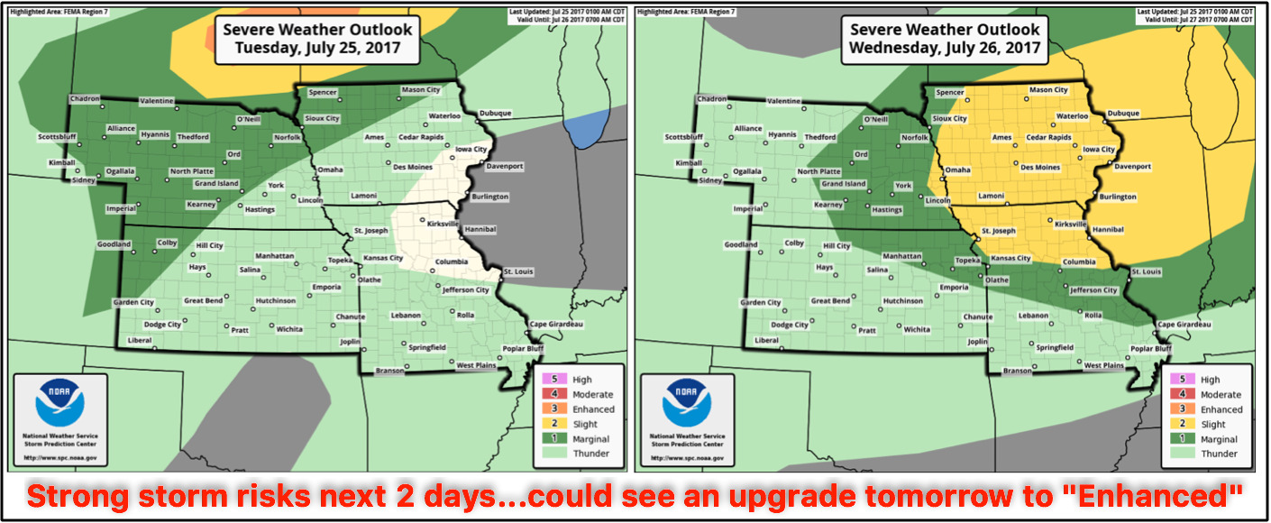 #NEwx #KSwx #MOwx #IAwx Strong storms north/east mid-week, localized very heavy rains possible. K.