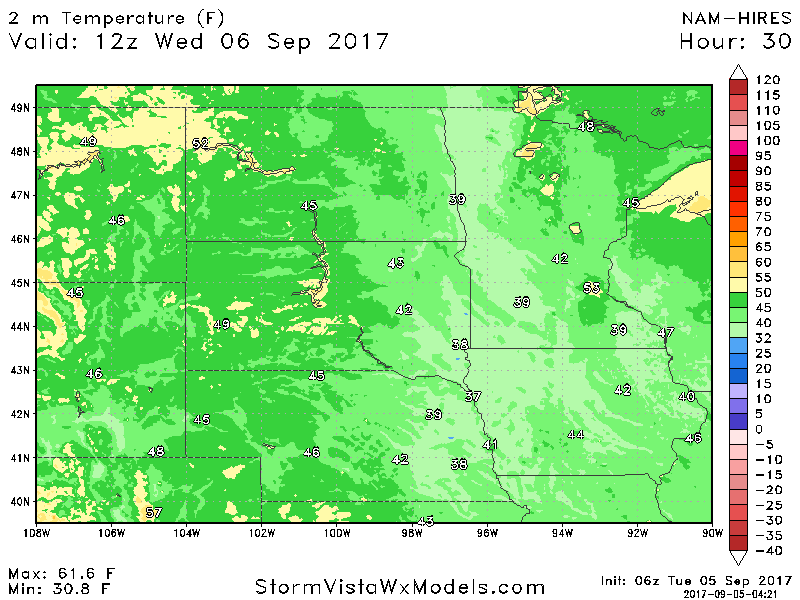 Northern Plains Update: Dry Week Ahead, Frost Risk Tonight. E.