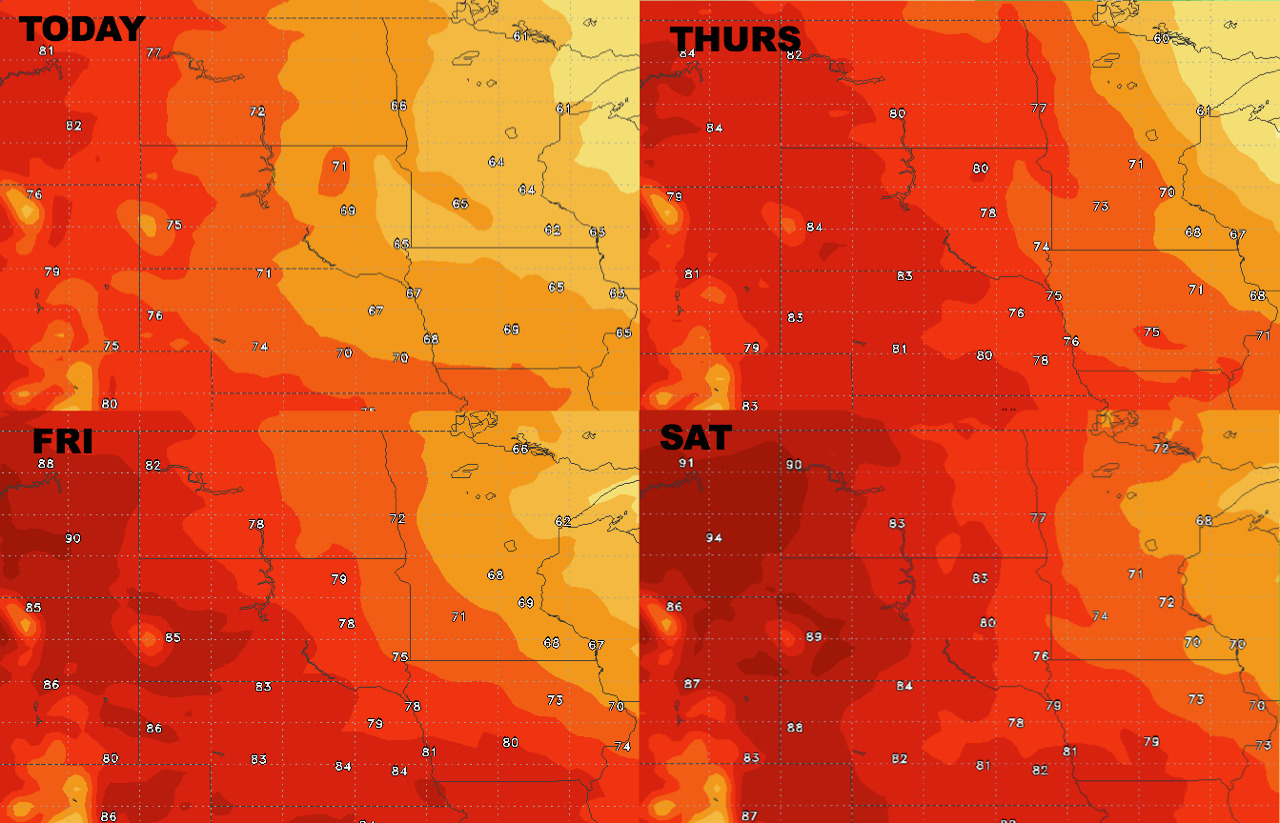 Northern Plains Update: Dry rest of the week, Warmth builds by the weekend. E.