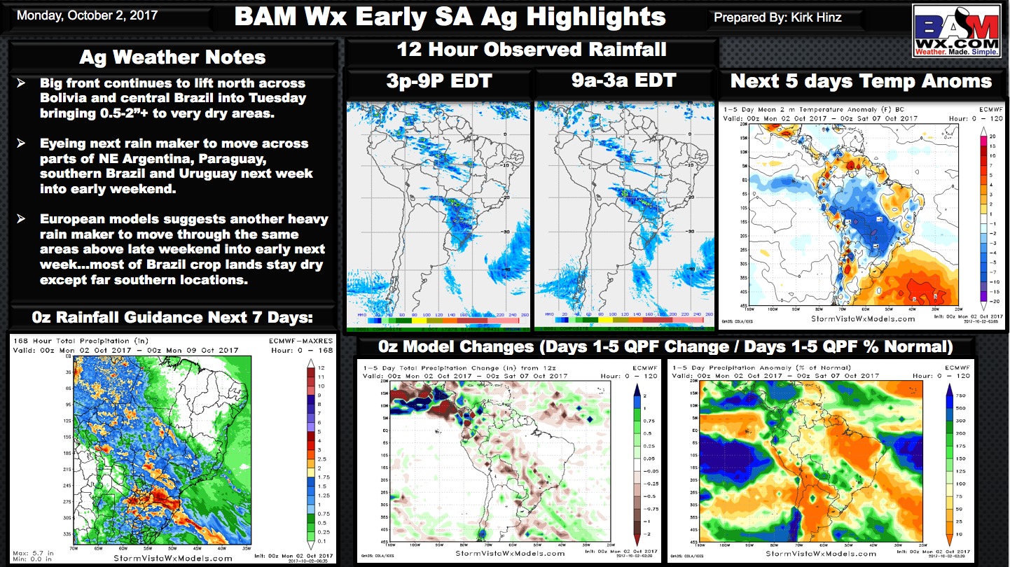 Early Morning South America Ag Weather Quicksheet. K.