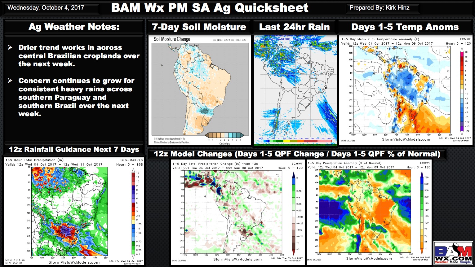 Afternoon South America Ag Weather Quicksheet. K.