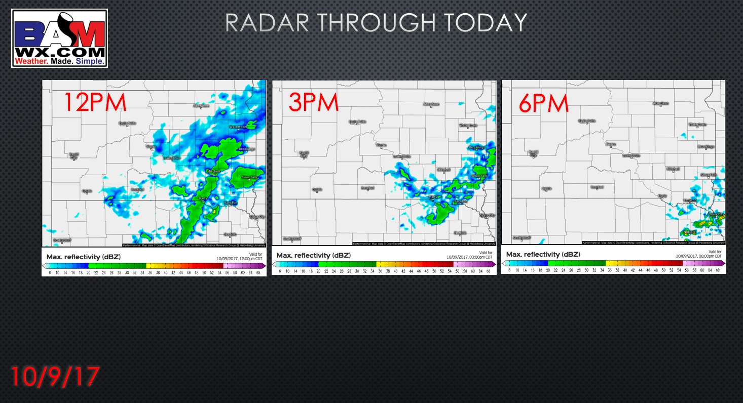 South Dakota Forecast Update: Few Showers Today, Frosty Tomorrow AM, More Rain Friday? E.