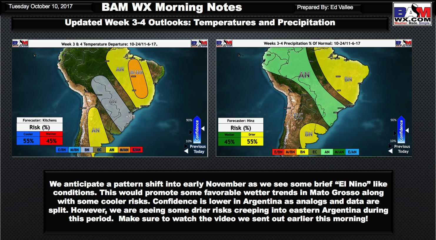 South America: Updated Week 3-4 Outlooks. E.