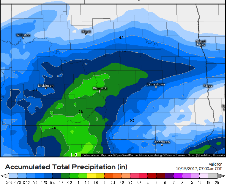 10-10-17 North Dakota Update: Frosty Mornings Ahead, Next Rain Chance Late Week. E.