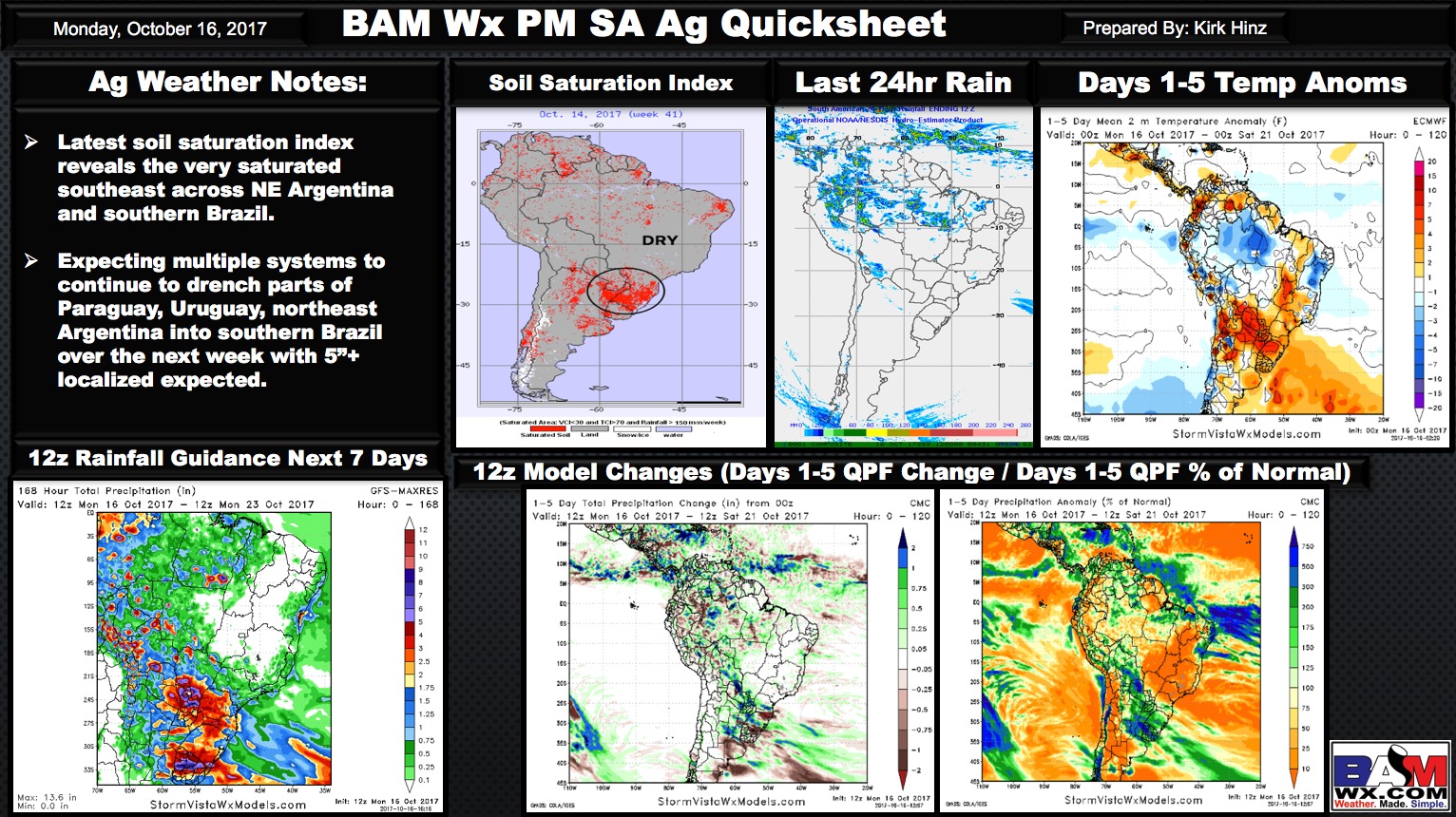 Afternoon South America Ag Weather Quicksheet. K.