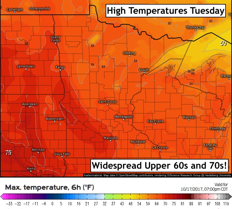 10-16-17 Minnesota Forecast: Great Harvest Weather This Week, Next Rain Chance Next Weekend. E.