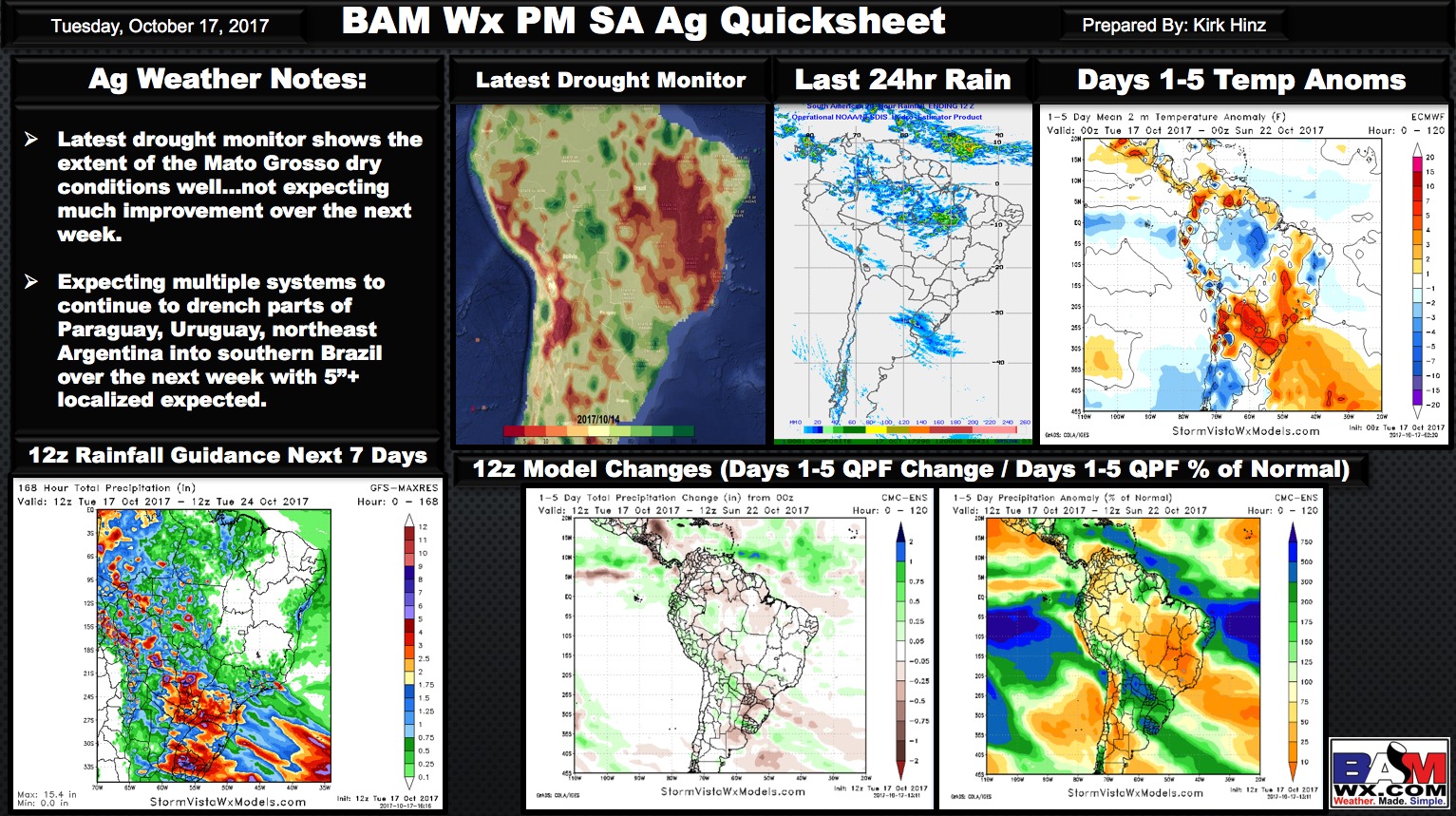 Afternoon South America Ag Weather Quicksheet. K.