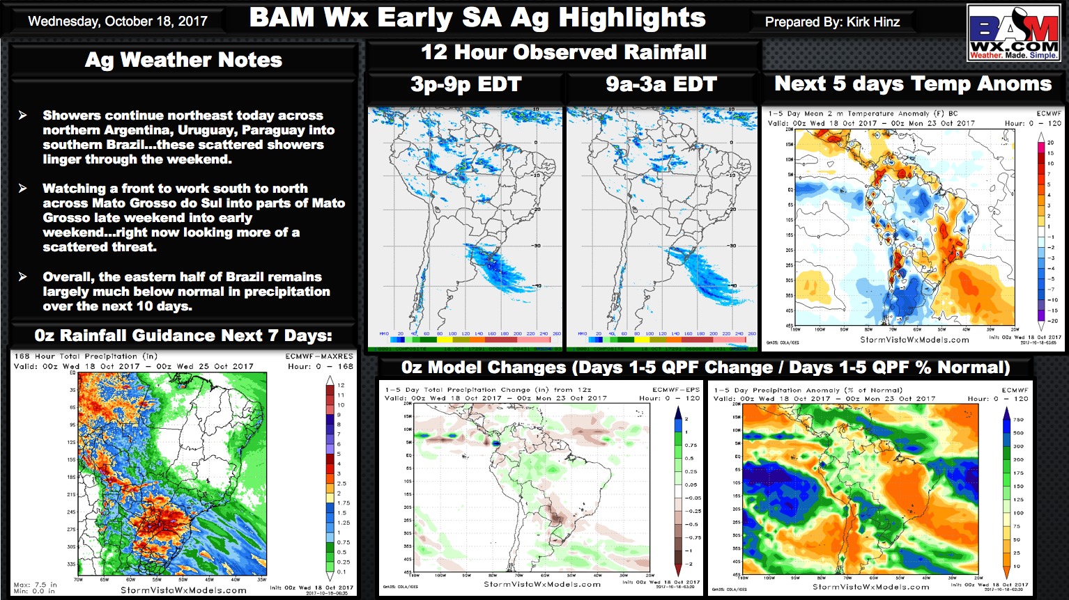 Early Morning South America Ag Weather Quicksheet. K.