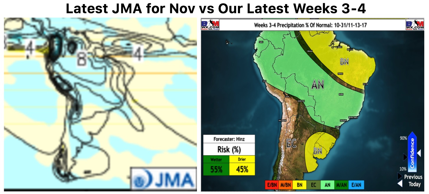 10-18-17 South America: The wet get wetter across southern Brazil…latest pattern analysis on November. K.