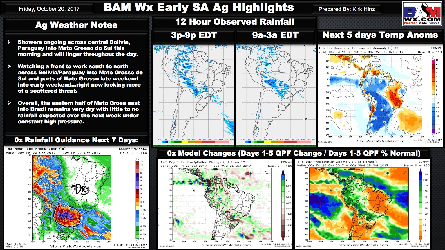 Early Morning South America Ag Weather Quicksheet. K.