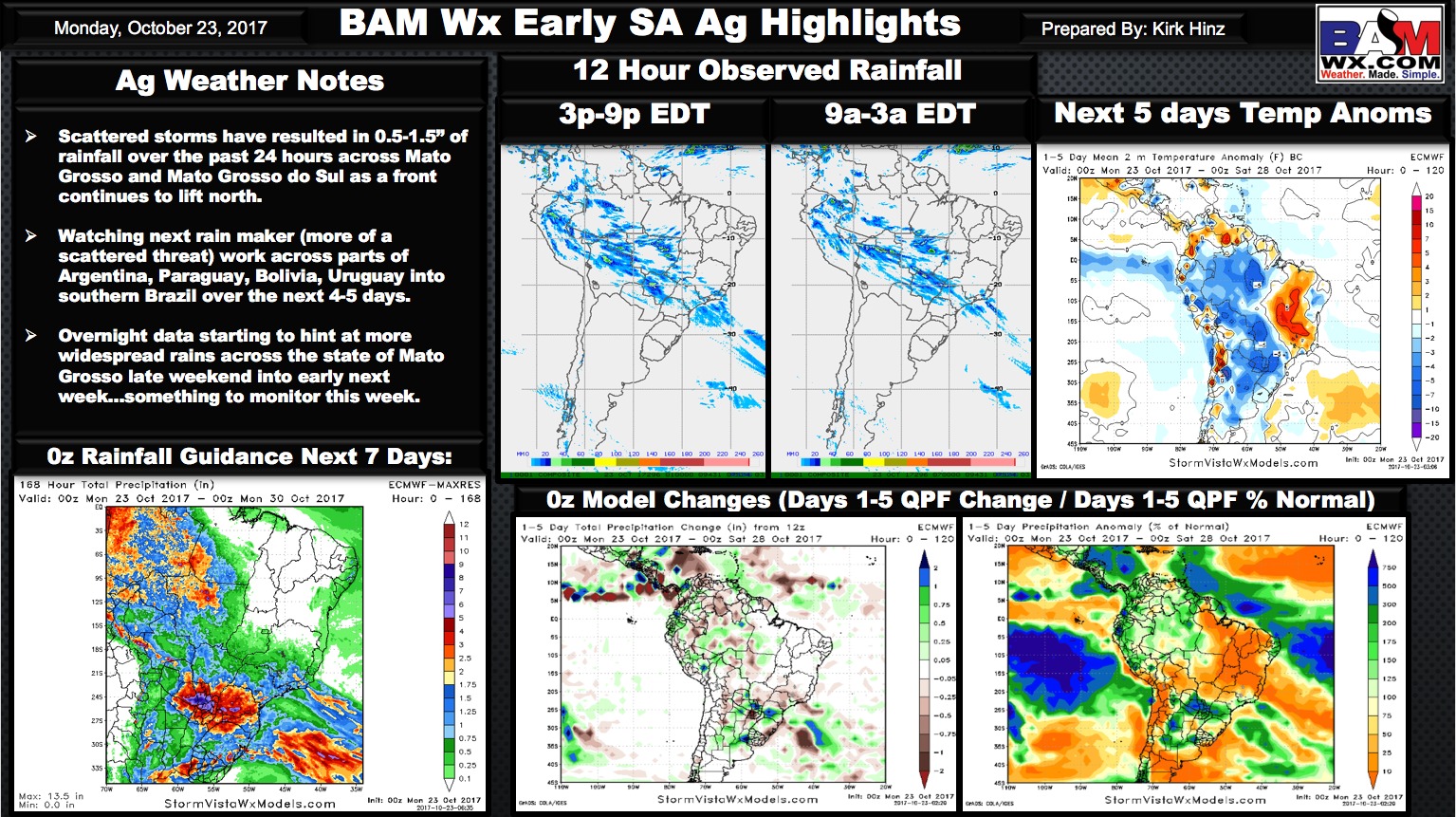 Early Morning South America Ag Weather Quicksheet. K.