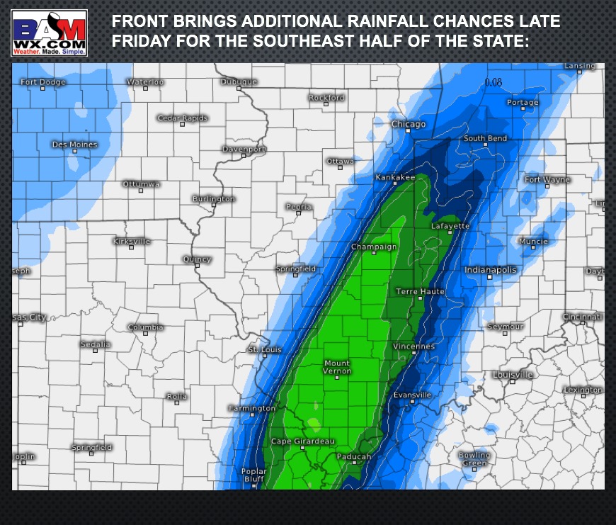 10-24-17 Illinois Update: Additional showers today….targeting a strong late week cold front. N.