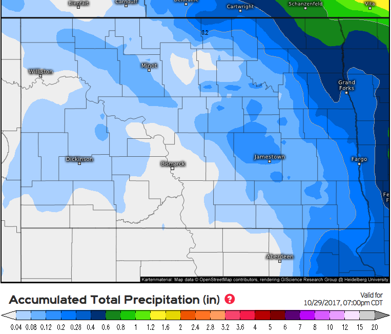 10-25-17 North Dakota: Monitoring Snowfall Threat Late Week. E.