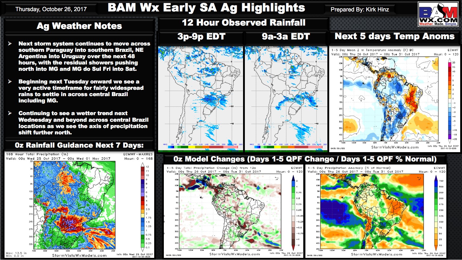 Thursday Early Morning South America Ag Weather Quicksheet. K.