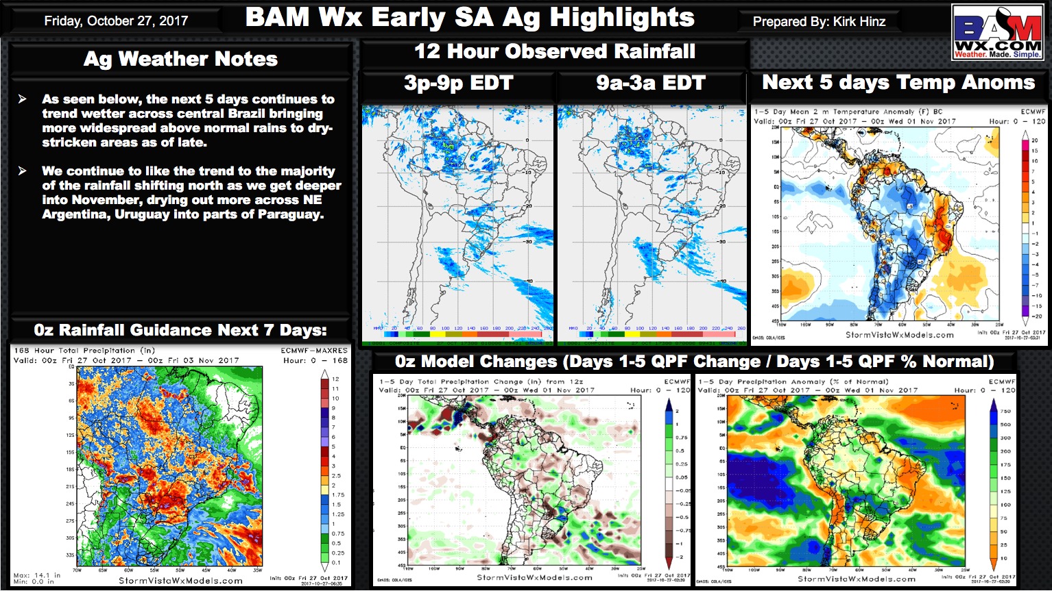 Friday Early Morning South America Ag Weather Quicksheet. K.