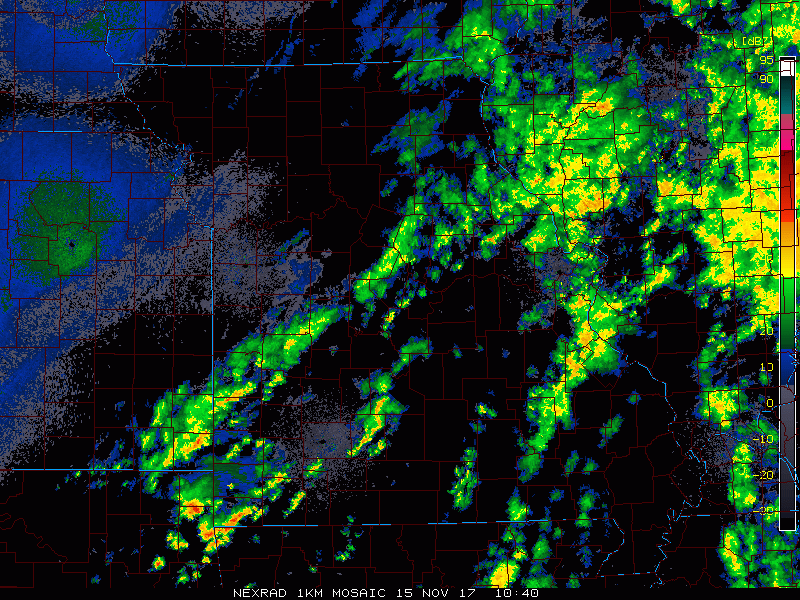 11-15-17 Missouri: Rain works east today…eyeing frost potential north Thu AM & gusty storms Sat. K.