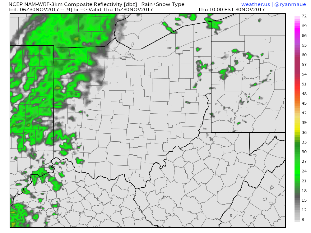 11-30-17 Ohio: Light showers today, heavy frost threat Fri AM…strong storm threat early next week? Details here! K.