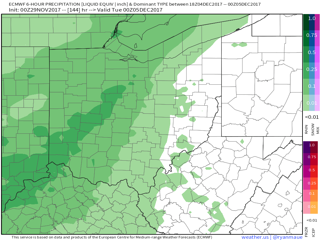 11-29-17 Ohio: Confidence increasing on a big-time pattern shift to colder next week…details here! K.