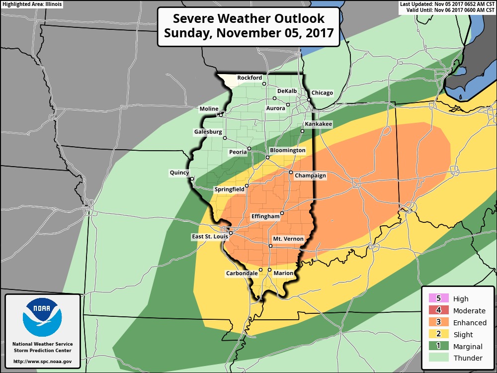 11-5-17 Illinois Update: Latest on severe threat this afternoon and evening. E.