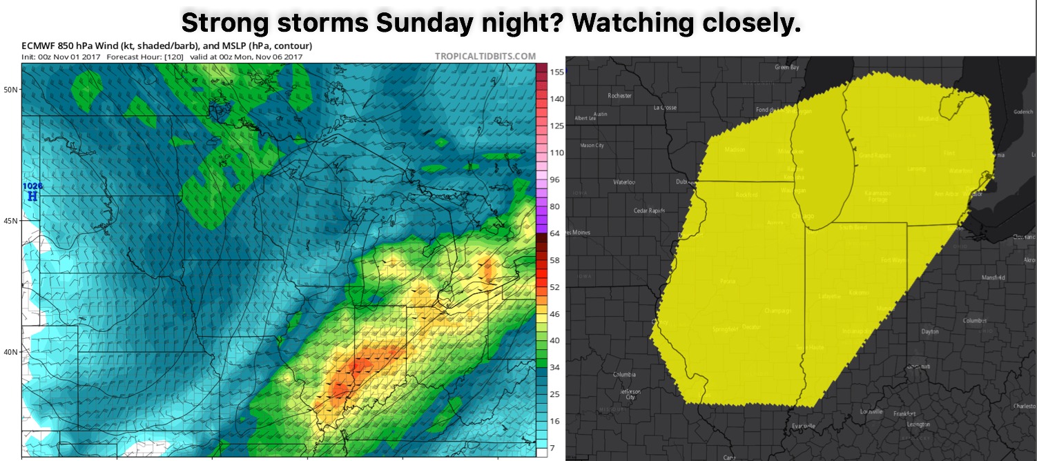 11-1-17 IL short-term: Update on rainfall thru late week…strong storms Sunday night? Details here! K.