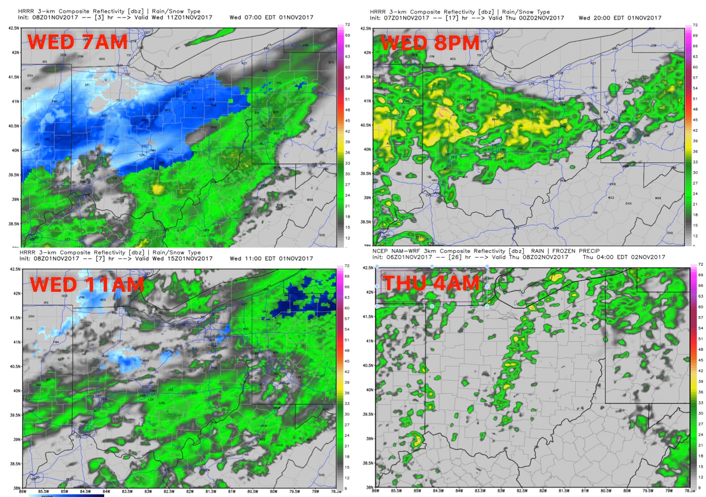 11-1-17 Ohio: Latest on wintry mix this AM…we stay active into the wknd with multiple rain chances. K.