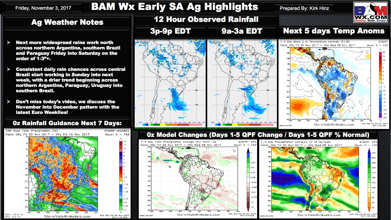 Friday Early Morning South America Ag Weather Quicksheet. K.