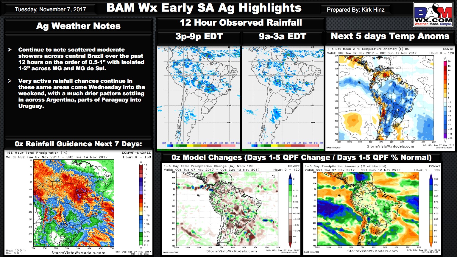 Tuesday Early Morning South America Ag Weather Quicksheet. K.