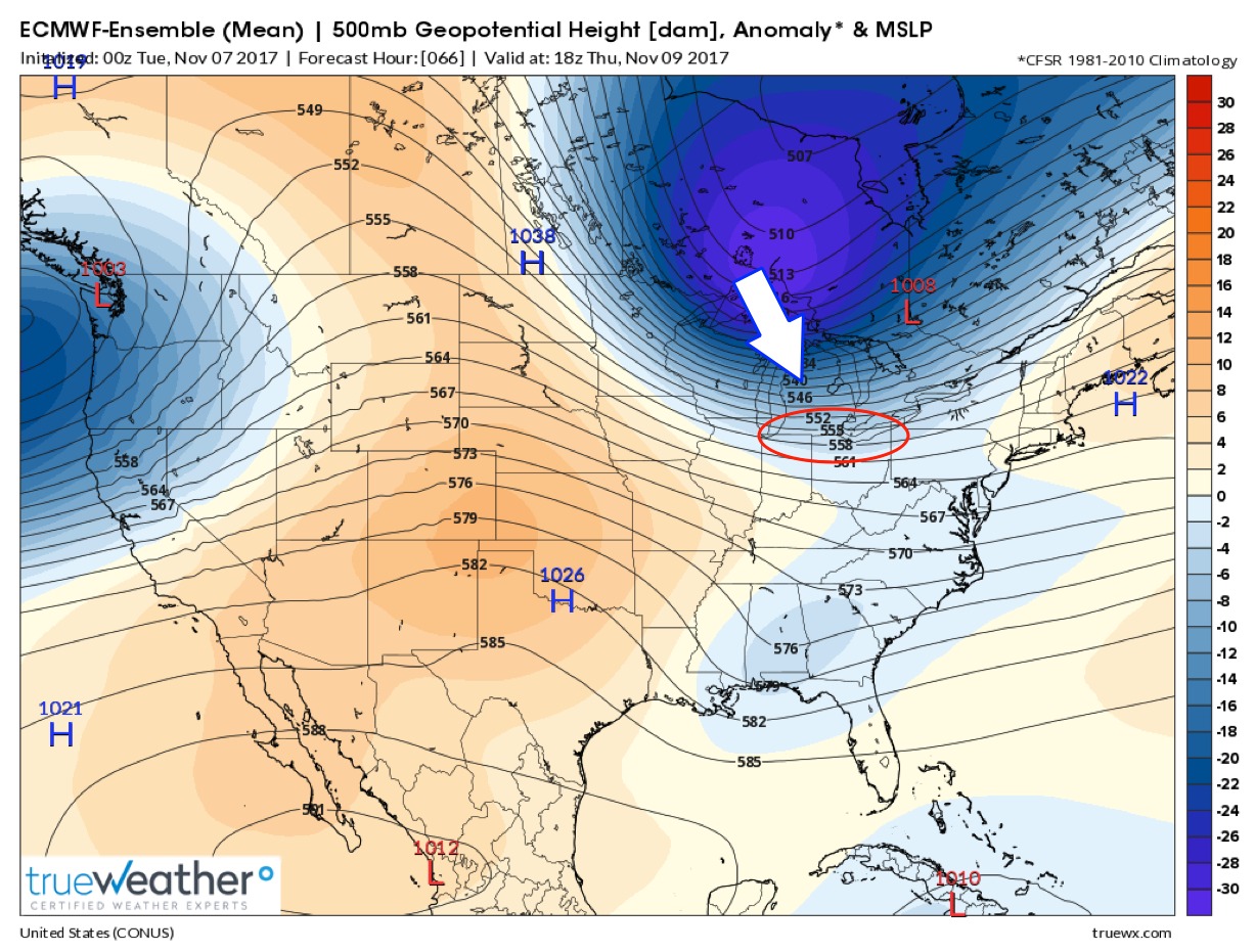 11-7-17 Ohio: Showers continue east today…eyeing coldest air of the season late week. K.
