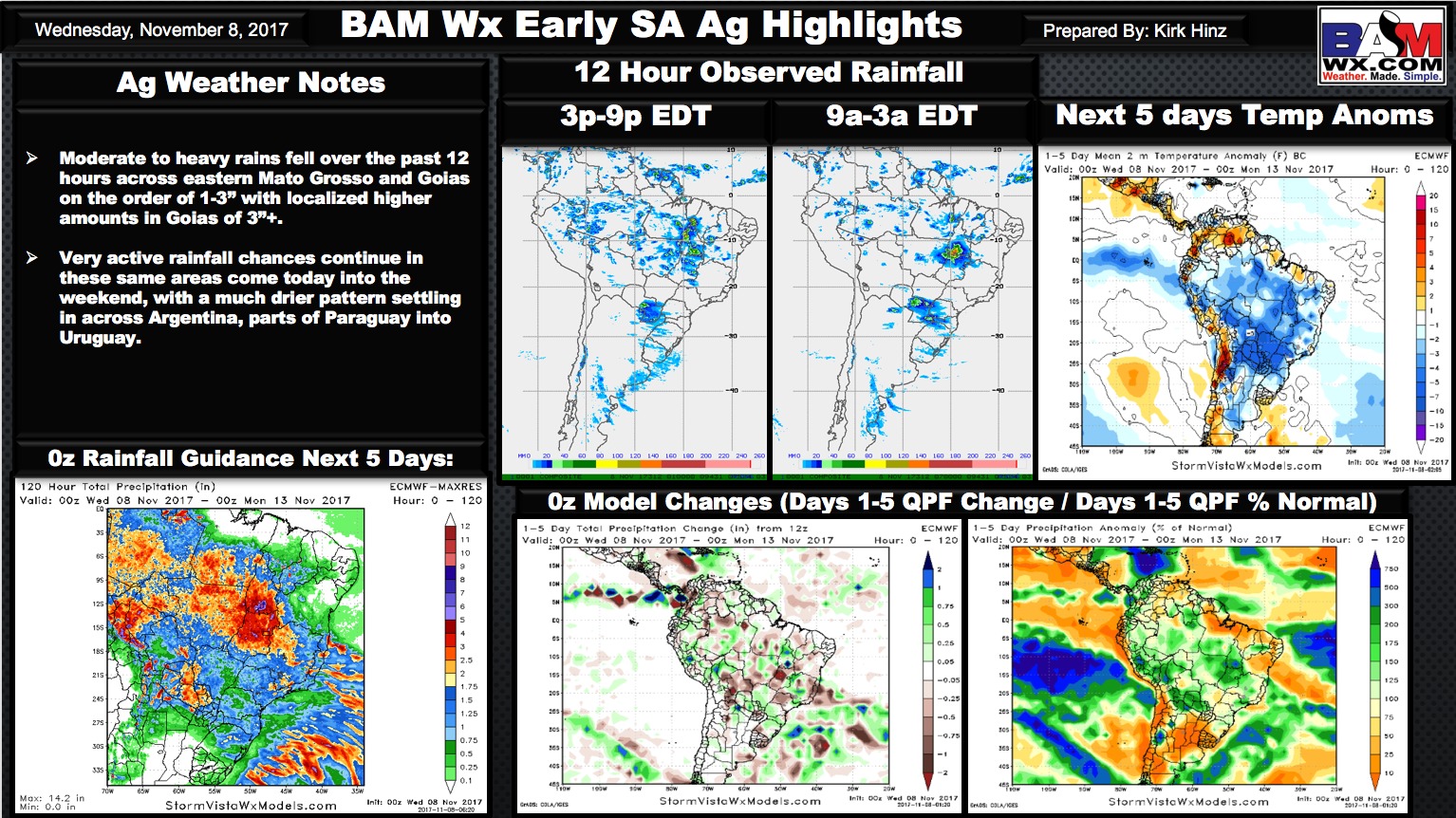 Wednesday Early Morning South America Ag Weather Quicksheet. K.