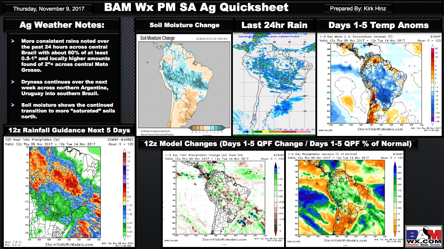 Thursday Afternoon South America Ag Weather Quicksheet. K.