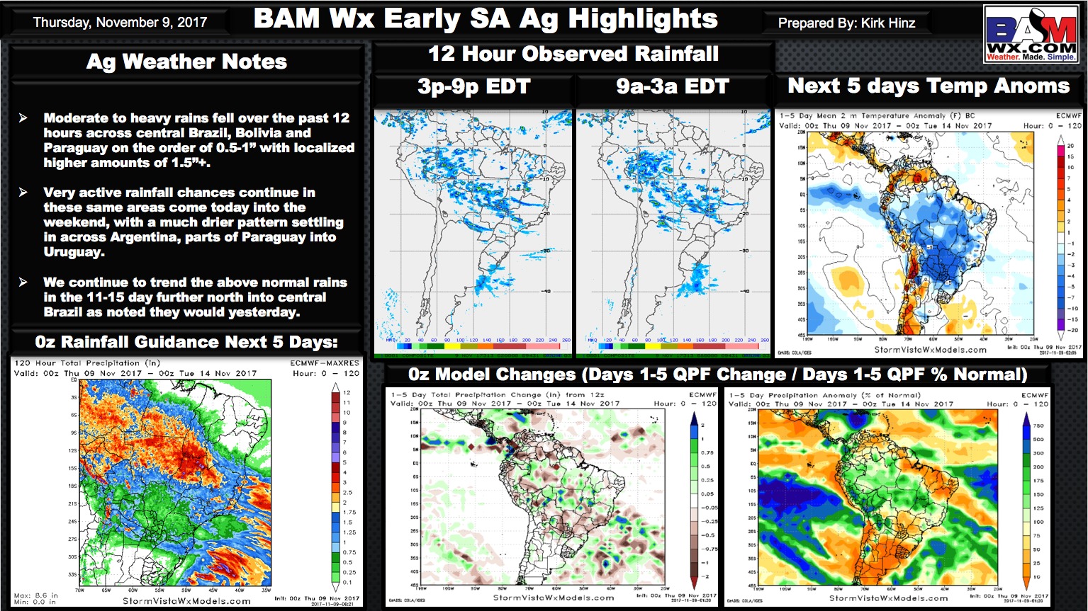 Thursday Early Morning South America Ag Weather Quicksheet. K.