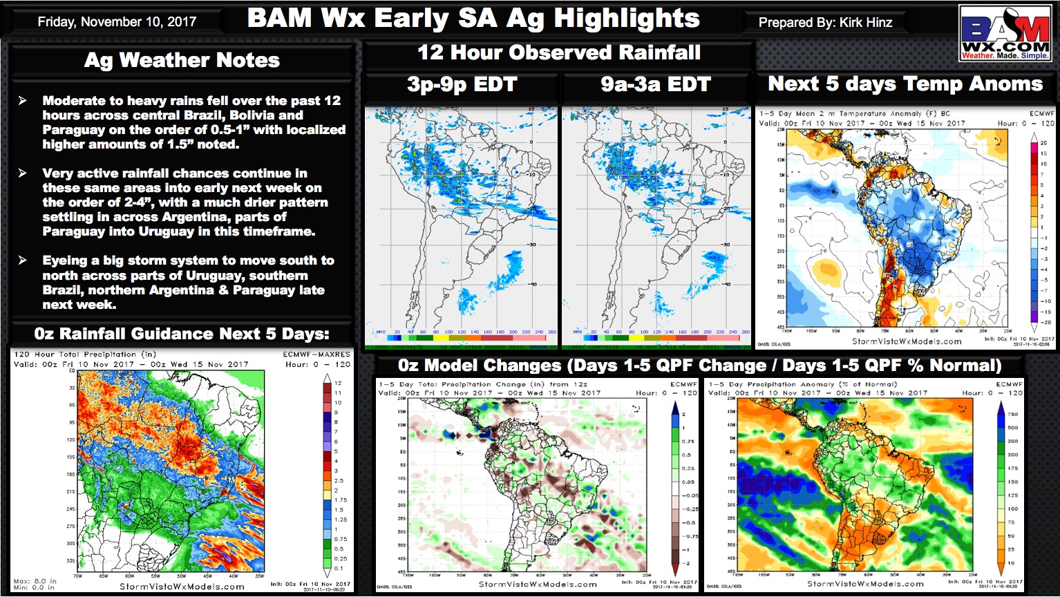 Friday Early Morning South America Ag Weather Quicksheet. K.