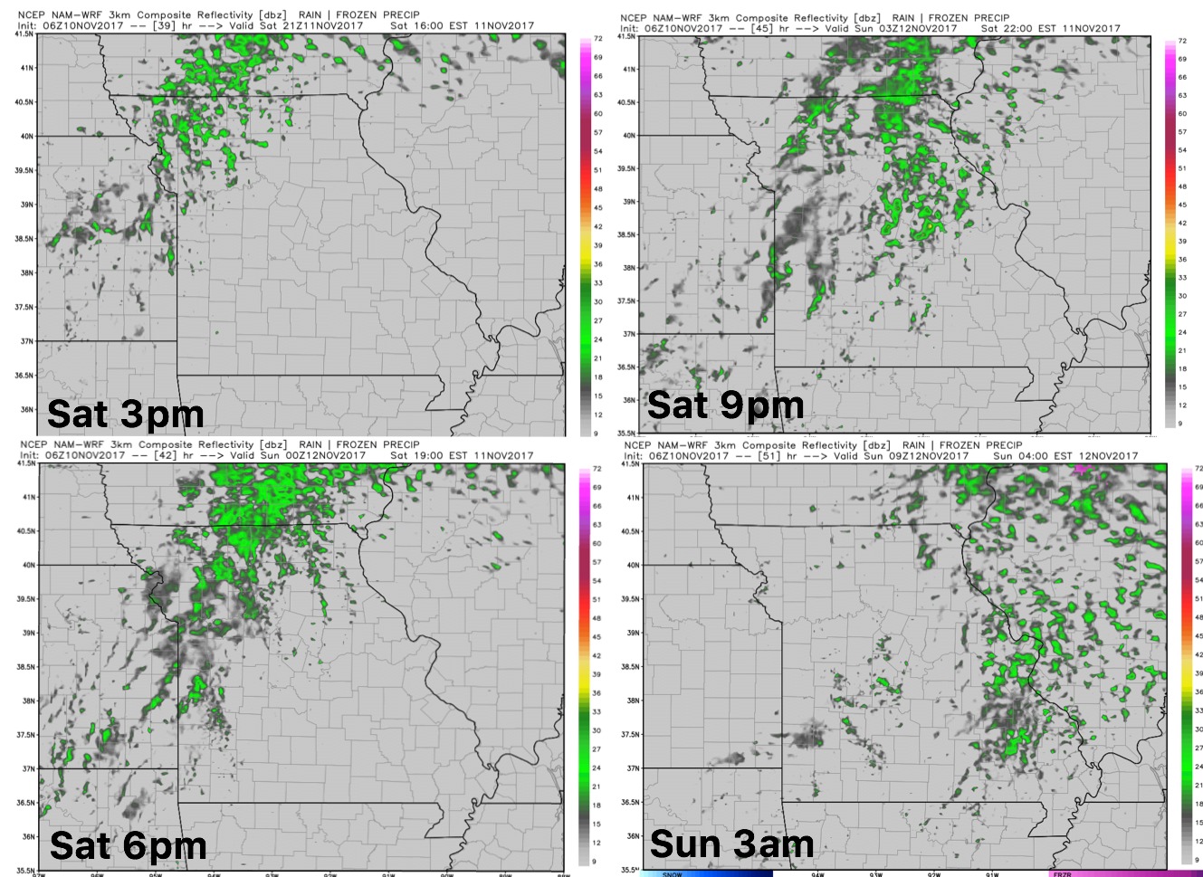 11-10-17 Missouri: Light showers this wknd…a more active pattern works in next week. K.