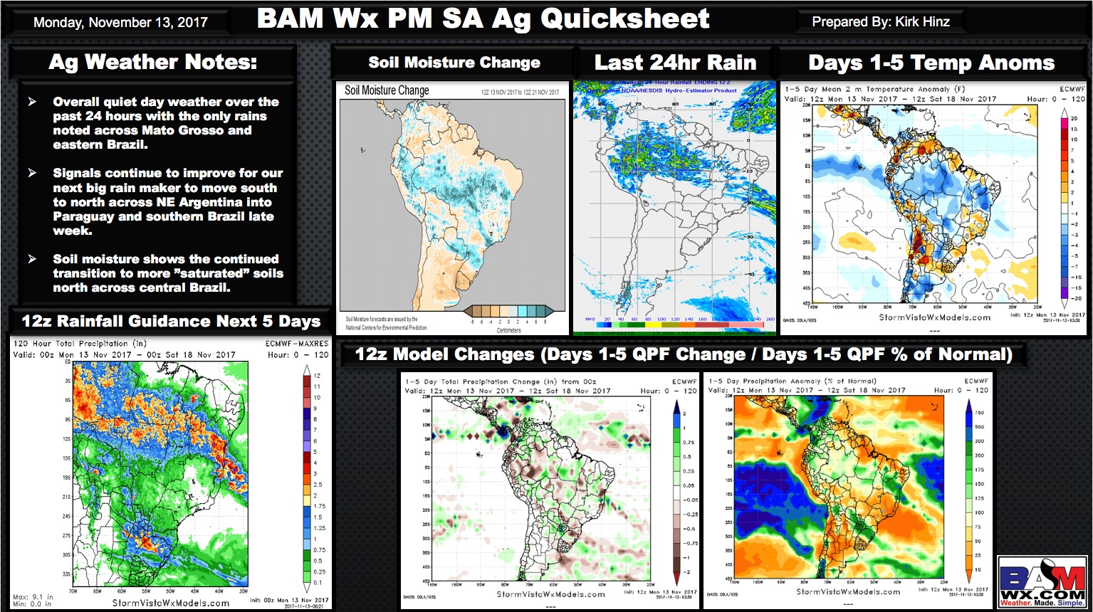 Monday Afternoon South America Ag Weather Quicksheet. K.