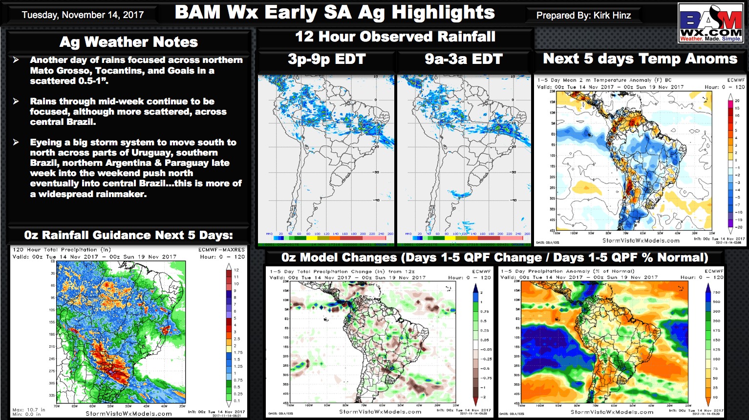 Early Morning South America Ag Weather Quicksheet. K.