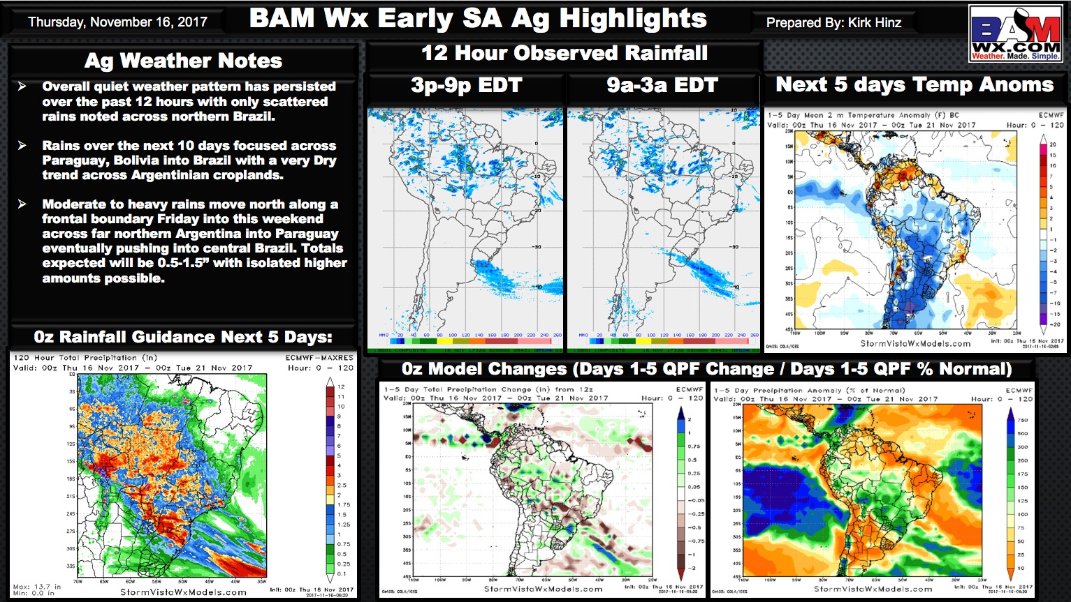 Thursday Early Morning South America Ag Weather Quicksheet. K.